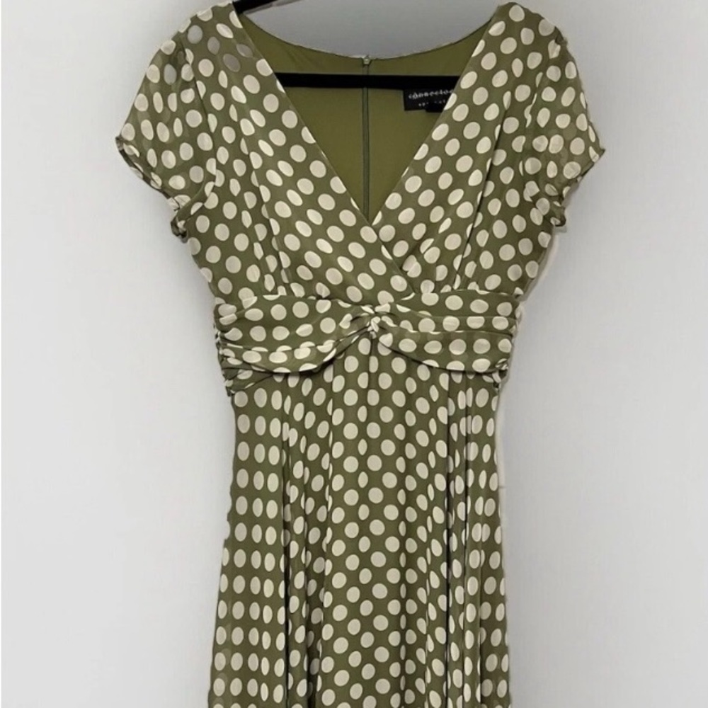 Connected Apparel Green Midi Dress V-Neck Flutter Sleeve